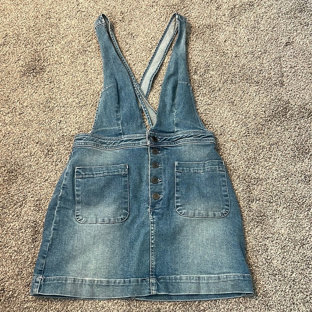 Free People Denim jumper romper skirt